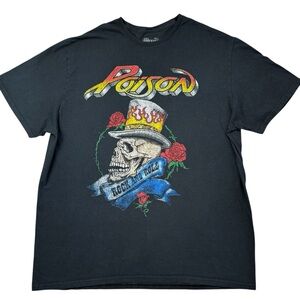 Poison Rock Band Heavy Metal Glam Hair Skull Top Hat Roses Men’s t-shirt 2XL